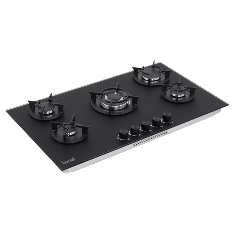 Sealey DH385 Baridi 90cm Gas Hob Matt Black 5 Burners Cast Iron Supports  Auto Ignition 10.4kW