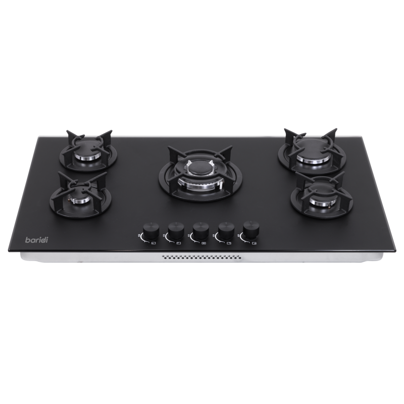 Sealey DH385 Baridi 90cm Gas Hob Matt Black 5 Burners Cast Iron Supports  Auto Ignition 10.4kW