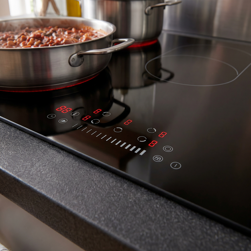 Sealey DH389 Baridi Integrated Ceramic Hob with 5 Cooking Zones 90cm - Black Glass