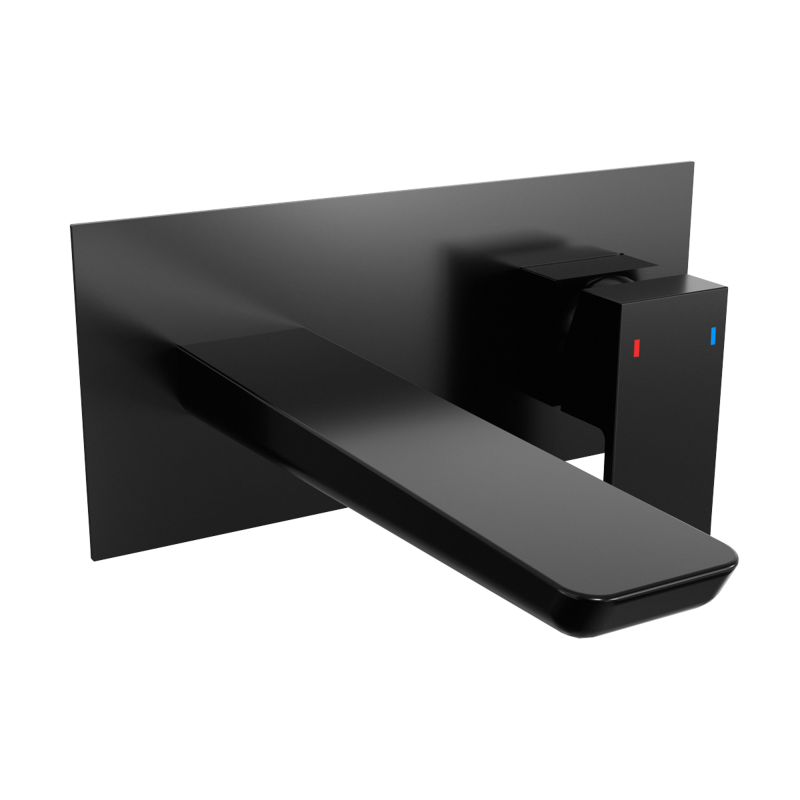 Sealey DH397 Baridi Wall Mounting Basin Mixer Tap, Square - Matt Black