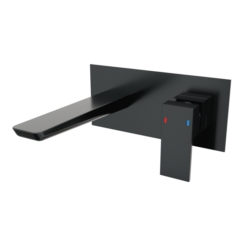 Sealey DH397 Baridi Wall Mounting Basin Mixer Tap, Square - Matt Black