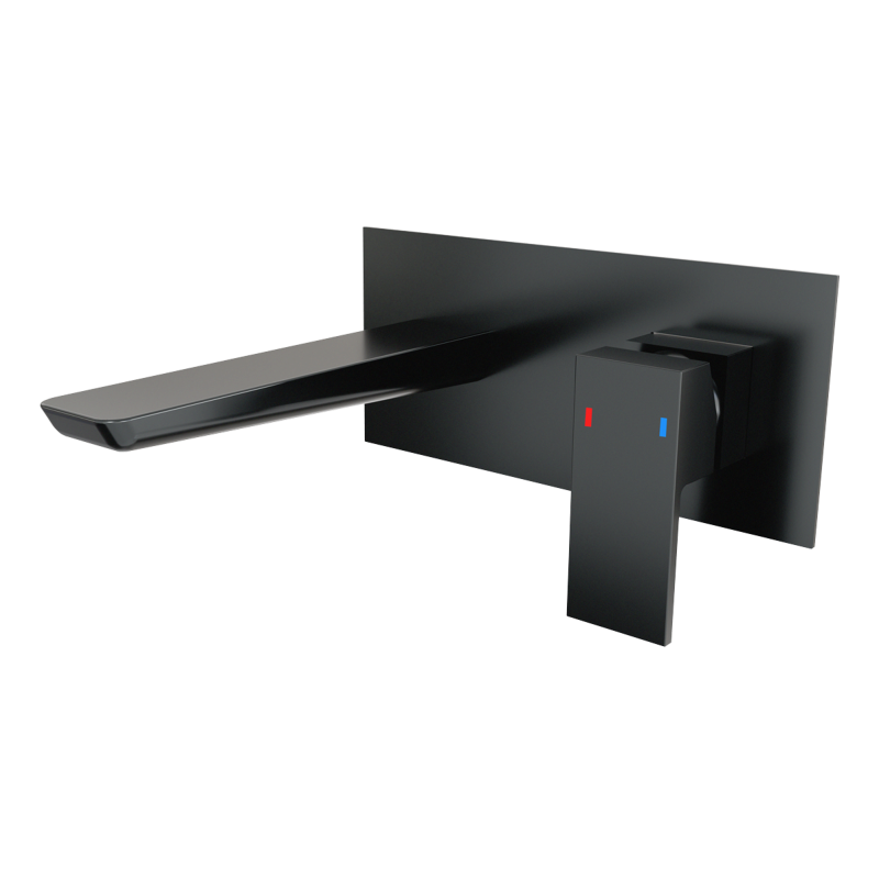 Sealey DH397 Baridi Wall Mounting Basin Mixer Tap, Square - Matt Black