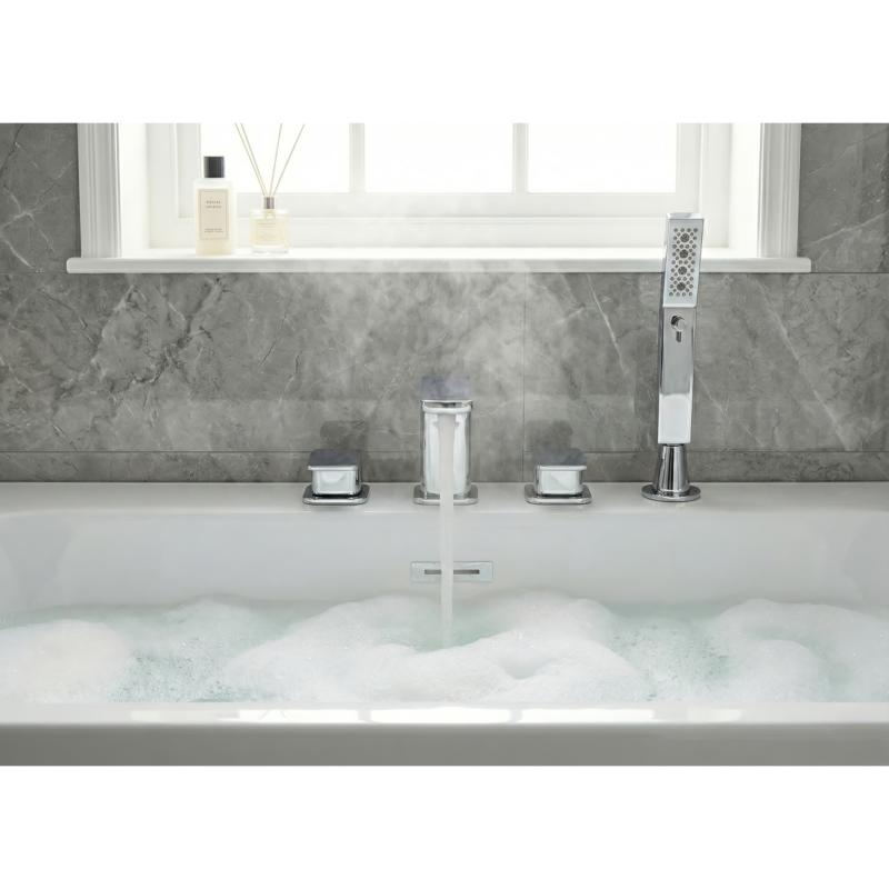 Sealey DH398 Baridi Bath Mounting 4-Hole Mixer Tap with Shower Head - Chrome