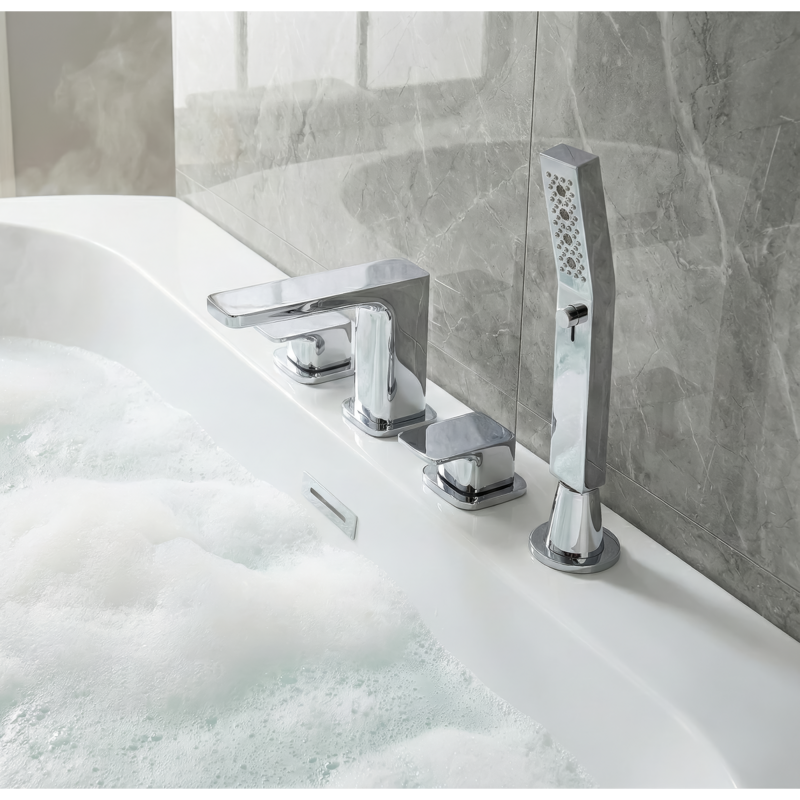 Sealey DH398 Baridi Bath Mounting 4-Hole Mixer Tap with Shower Head - Chrome