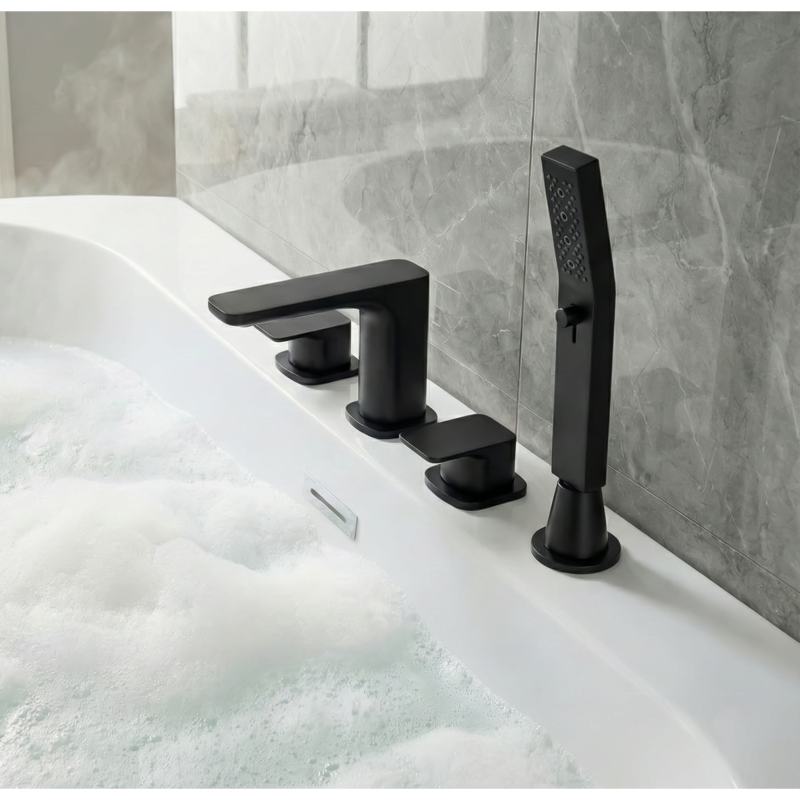 Sealey DH399 Baridi Bath Mounting 4-Hole Mixer Tap with Shower Head - Matt Black