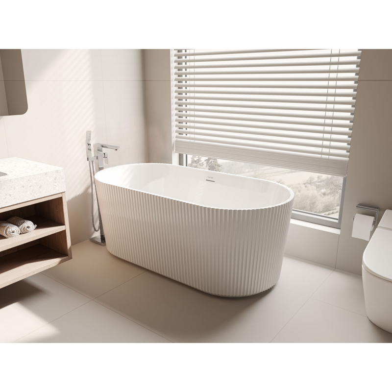Sealey DH420 Baridi Double-Ended Fluted Design Bath with Slim Rim 168cm Gloss White