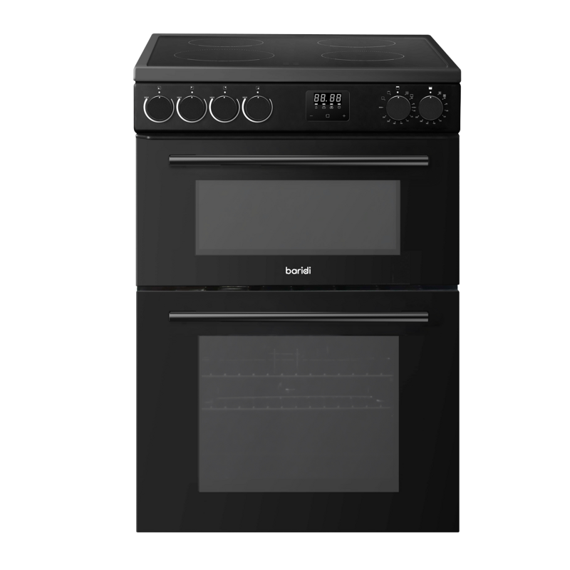Sealey DH429 Baridi 60cm Freestanding Cooker with 99L Double Cavity Ceramic Hob - Black