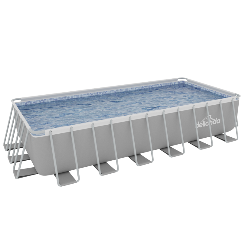 Sealey DL151 Dellonda Deluxe Steel Frame Rectangular Swimming Pool with Step Ladder  Filter Pump 25ft