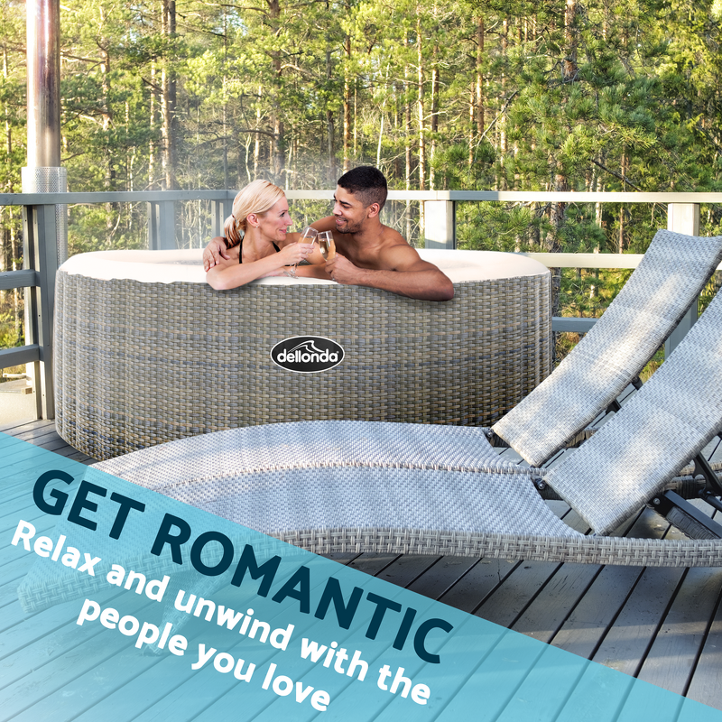 Sealey DL90 Dellonda 2-4 Person Inflatable Hot Tub Spa with Smart Pump - Rattan Effect