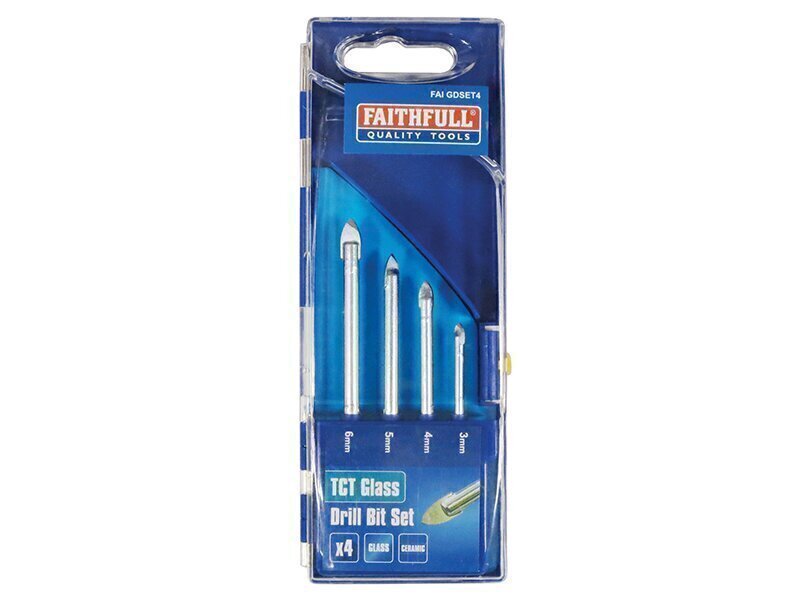Faithfull Tile  Glass Drill Bit Set of 4 (3-6mm)