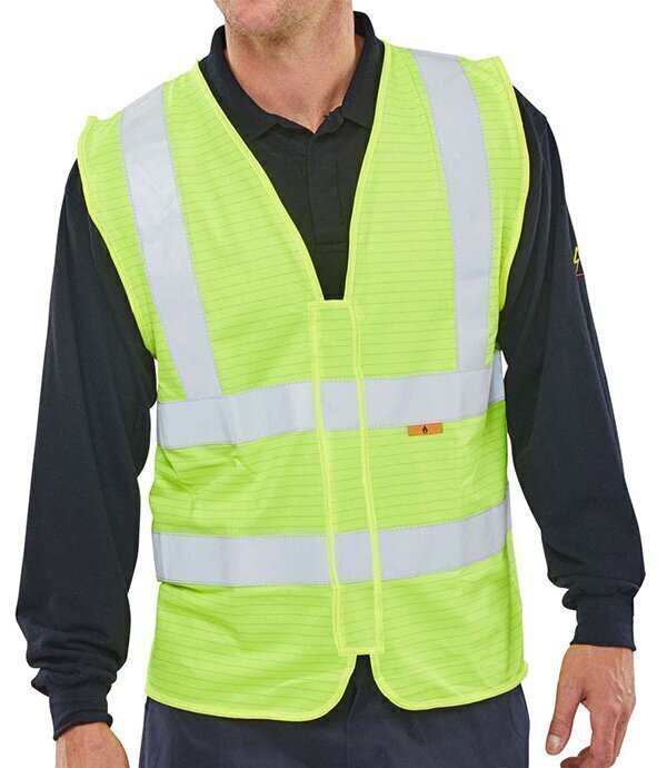 Fire Retardant Hi-Vis Waistcoat Saturn Yellow S