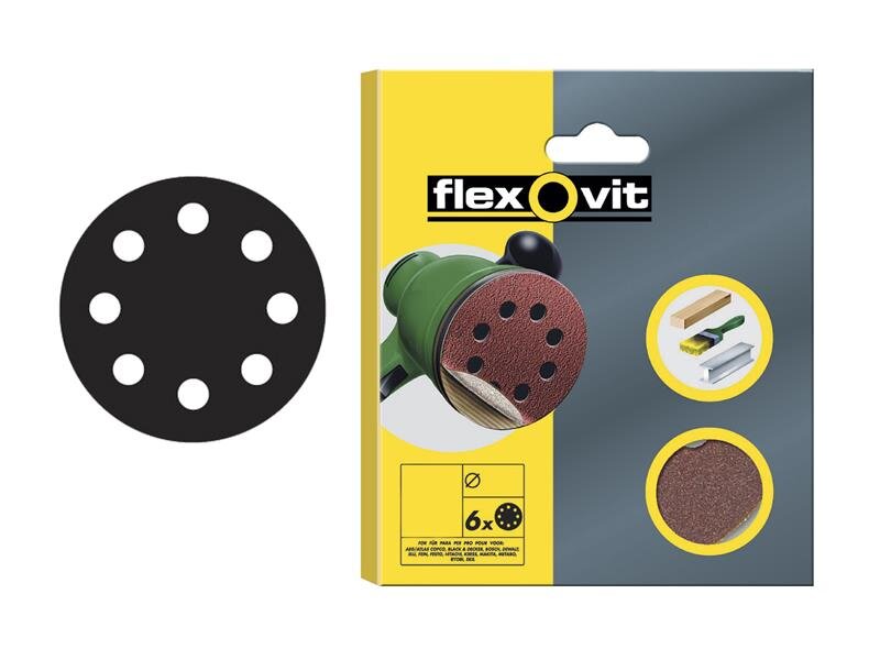 Flexovit Hook and Loop Sanding Disc 115mm Coarse 50G (Pack of 6)