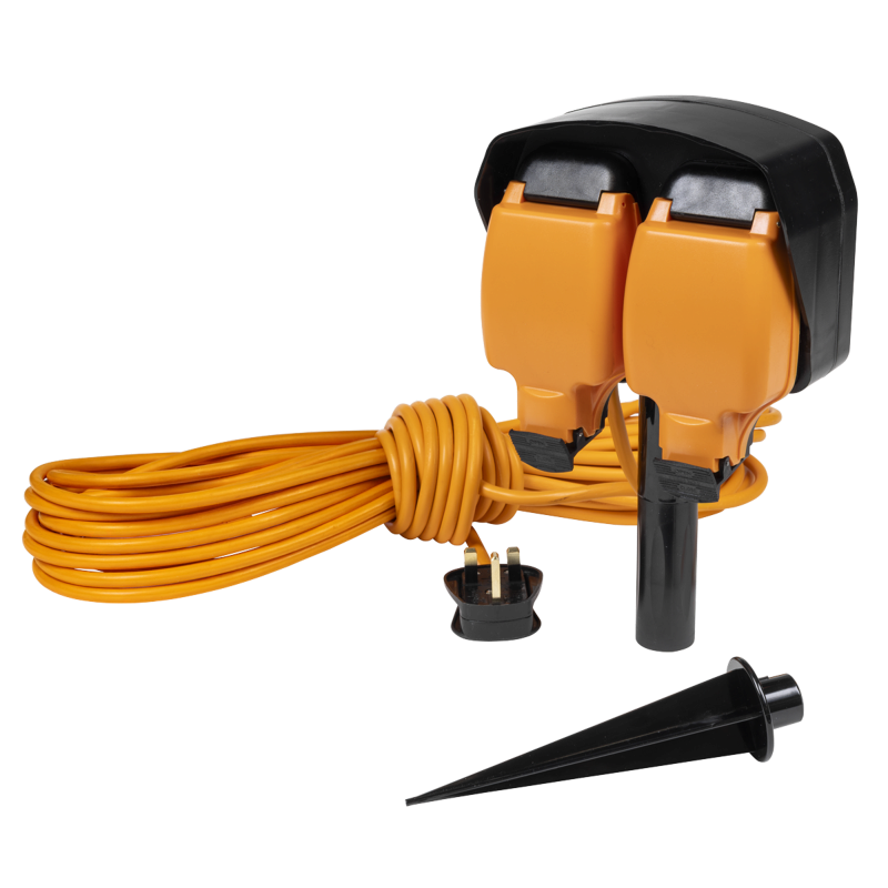 Sealey GCR15S 15m Weatherproof Extension Lead Ground Spike 2 x 230V