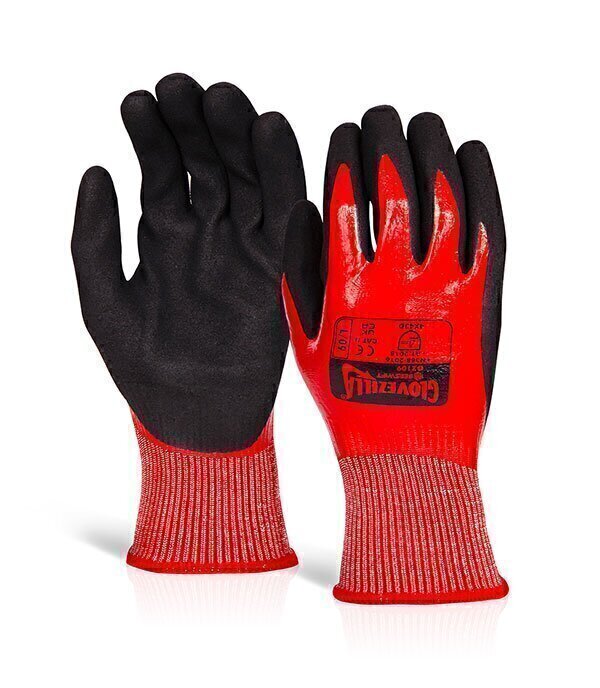 Glovezilla Waterproof Nitrile Cut D Glove Red Sml (07) (Pack Of 10)