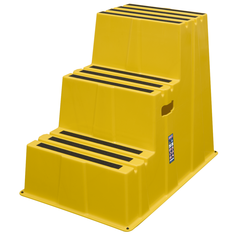Sealey KS7 Heavy-Duty 3-Step Safety Steps with Anti-Slip Treads 150kg Capacity, Yellow - EN 14183