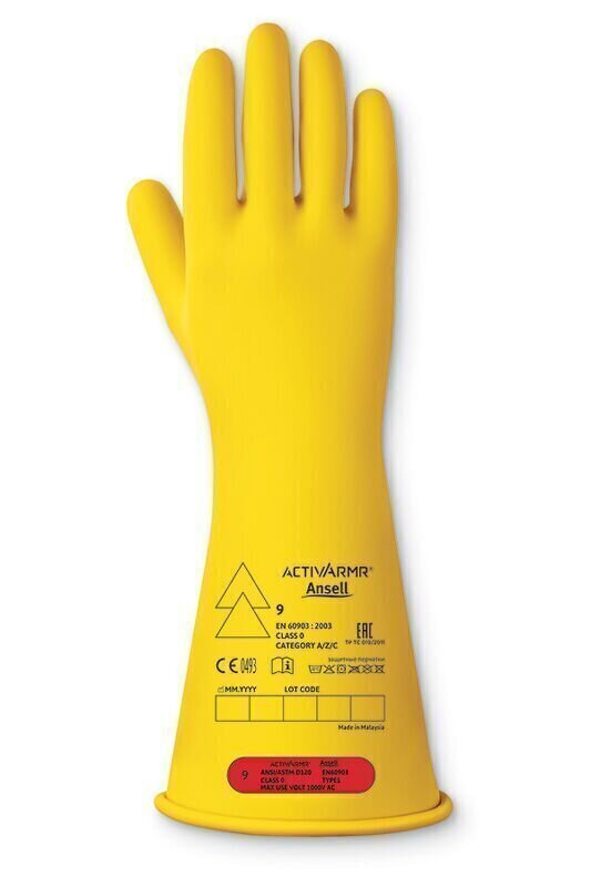 Low Voltage Electr Insulating Glove (Class 0) 14inch Yellow XL