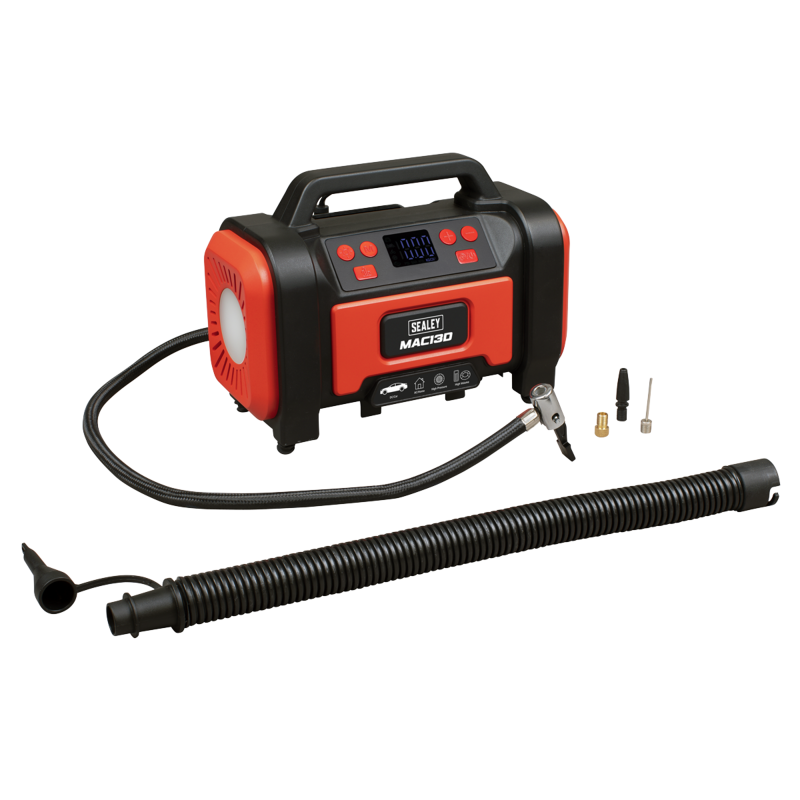Sealey MAC13D Tyre Inflator  High-Volume Air Pump 12V/230V AC