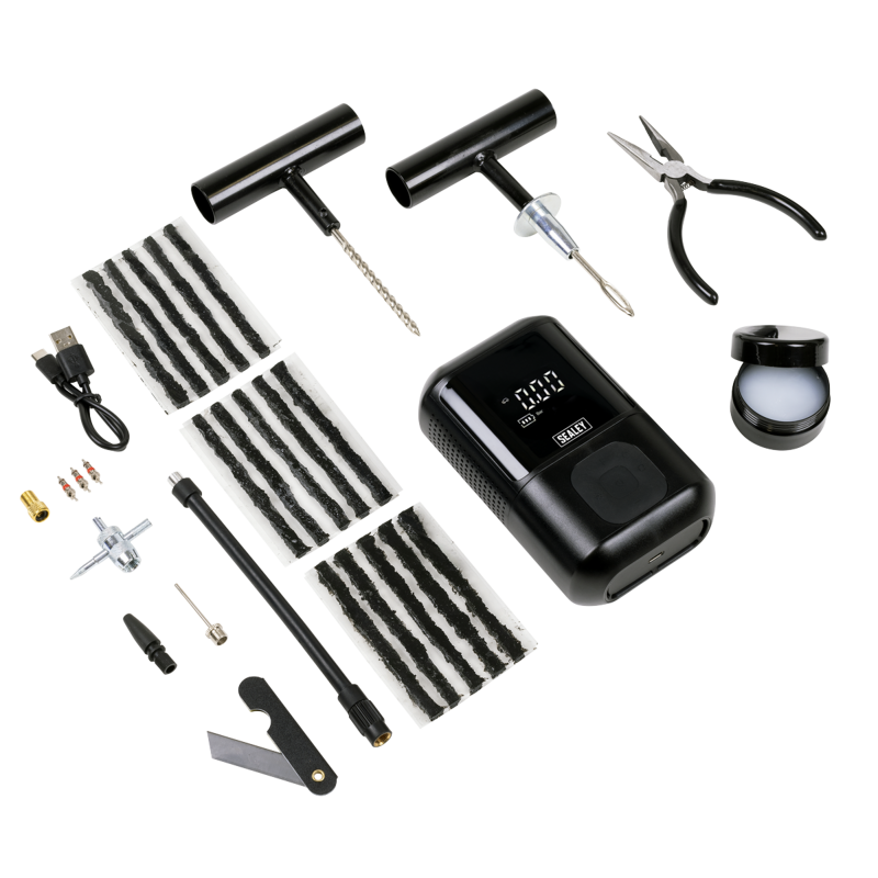 Sealey MAC24 Temporary Puncture Repair Kit Rechargeable Tyre Inflator