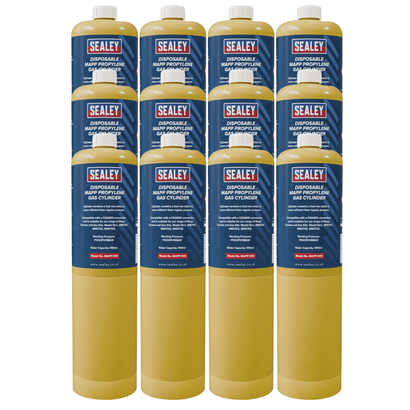 Sealey MAPP/40012 Disposable MAPP Propylene Gas Cylinder - Case of 12