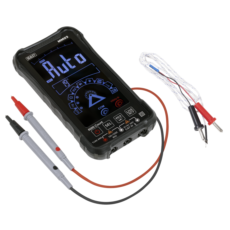 Sealey MM03 Touchscreen Rechargeable Auto-Ranging Digital Smart Multimeter 10-Function