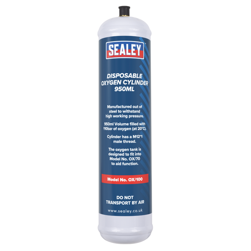 Sealey OX/1006 Disposable Oxygen Cylinder 950ml - Pack of 6