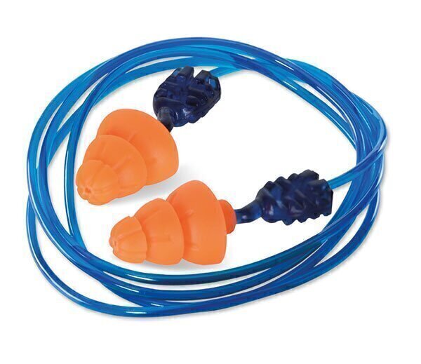 Orange Corded Tri Flange Reusable Ear Plug Snr 34