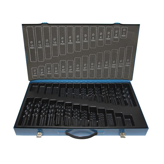 09500M240 1mm - 13mm x 1.0mm Increments (240 Drills) HSS DIN338 118 Degree Point Steam Temper Jobber Drill Set