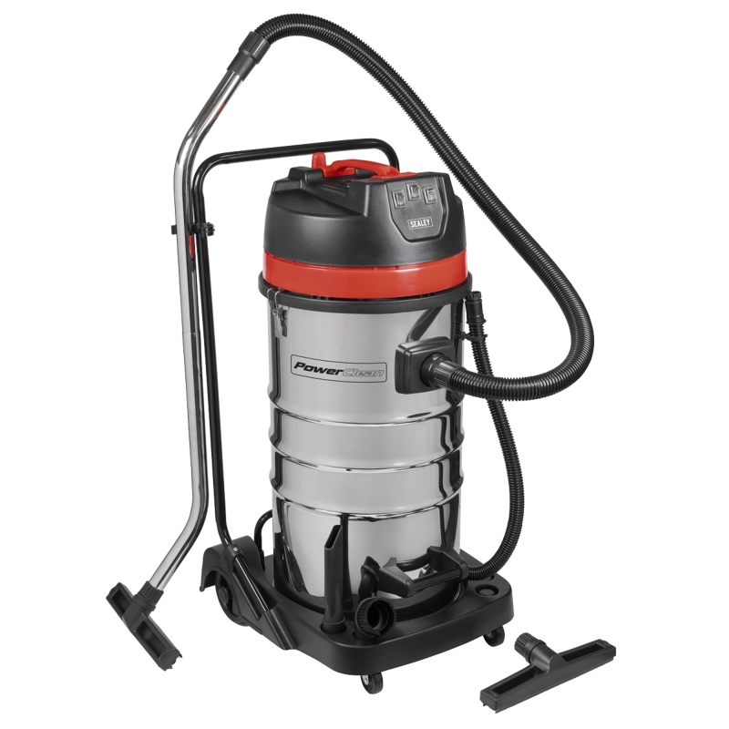 Sealey PC4100 100L Vacuum Cleaner Wet  Dry with Stainless Steel Drum 3000W/230V