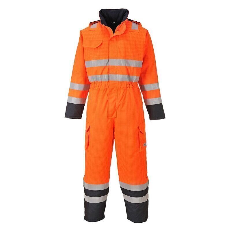 Portwest Bizflame Rain Hi-Vis Multi Coverall (Orange/Navy / L / Regular Fit)