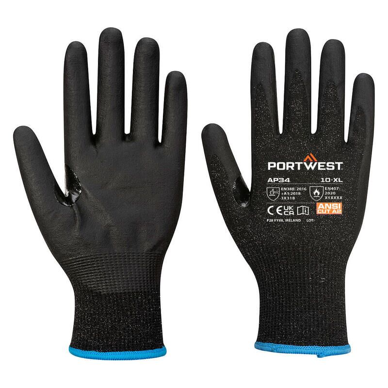 Portwest LR15 Nitrile Foam Touchscreen Glove (Pack of 12) (Black / XL)