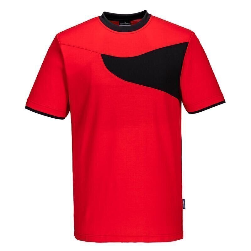Portwest PW2 Cotton Comfort Short Sleeved T-Shirt (Red/Black / XXL / K)