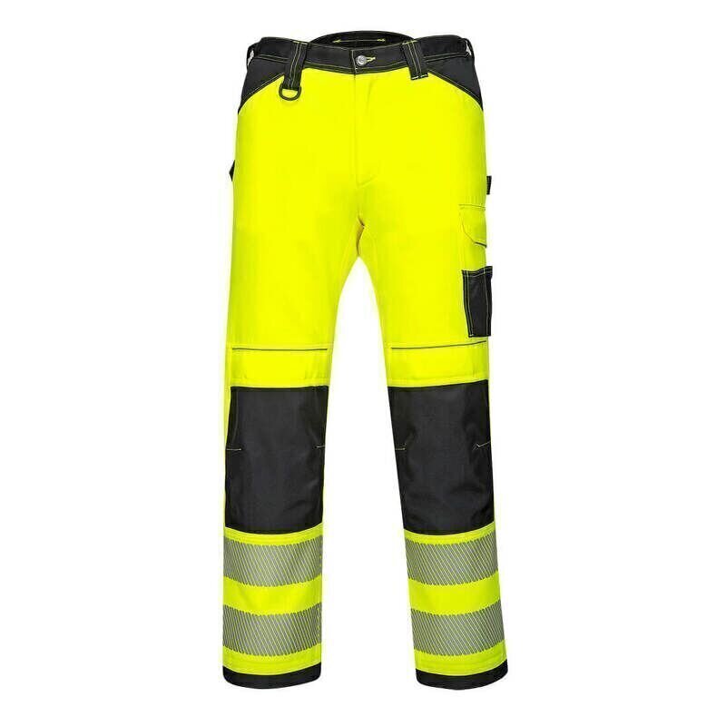 Portwest PW3 Hi-Vis Lightweight Stretch Work Trousers (Yellow/Black / 38 / Regular Fit)