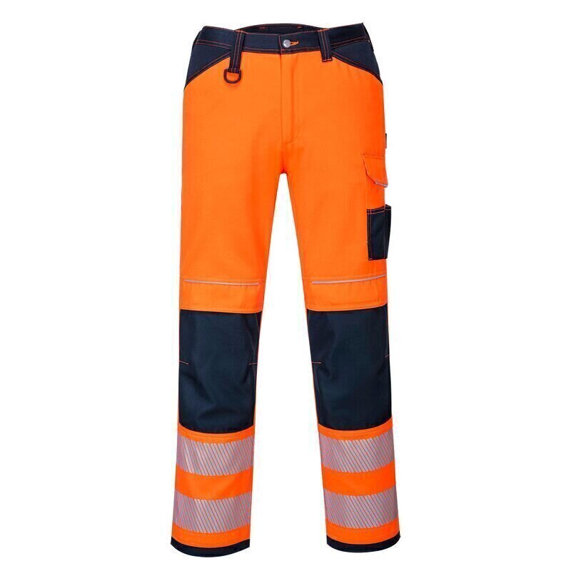 Portwest PW3 Hi-Vis Work Trousers (Orange/Navy Short / 32 / Short Fit)