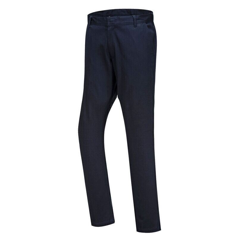 Portwest Stretch Slim Chino Trousers (Dark Navy / 36 / Regular Fit)