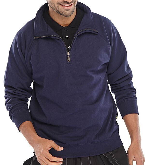 Quarter Zip Sweatshirt Navy Blue 6XL