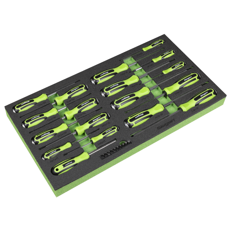 Sealey S01281 Siegen Hammer-Thru Screwdriver, Bit Driver  Bit Set with Tool Tray 28pc