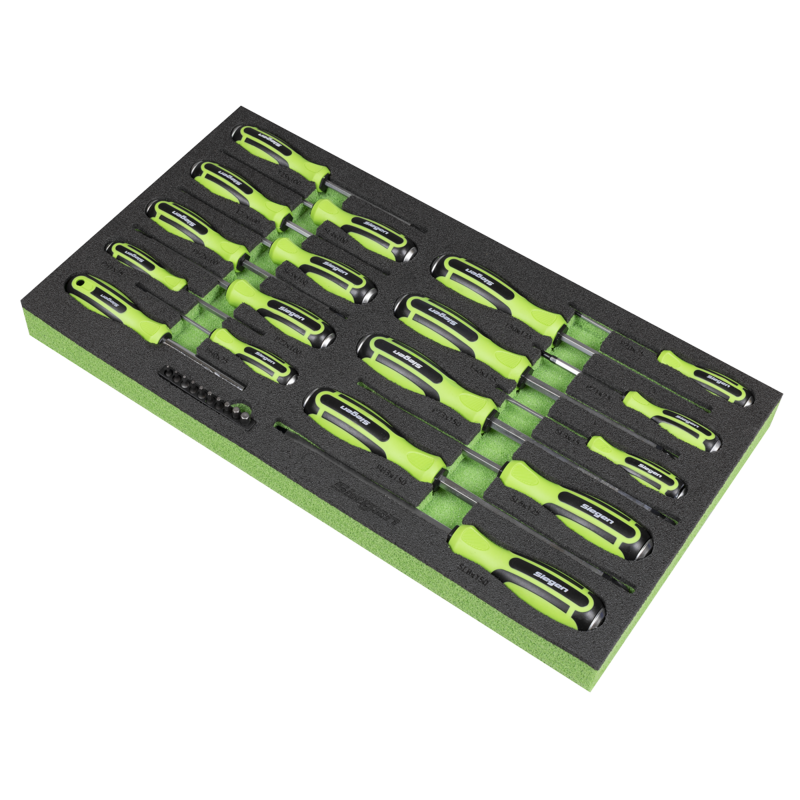 Sealey S01281 Siegen Hammer-Thru Screwdriver, Bit Driver  Bit Set with Tool Tray 28pc