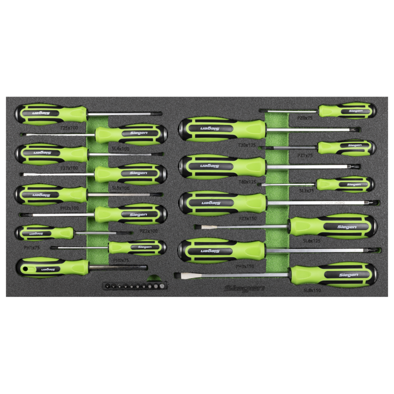 Sealey S01281 Siegen Hammer-Thru Screwdriver, Bit Driver  Bit Set with Tool Tray 28pc
