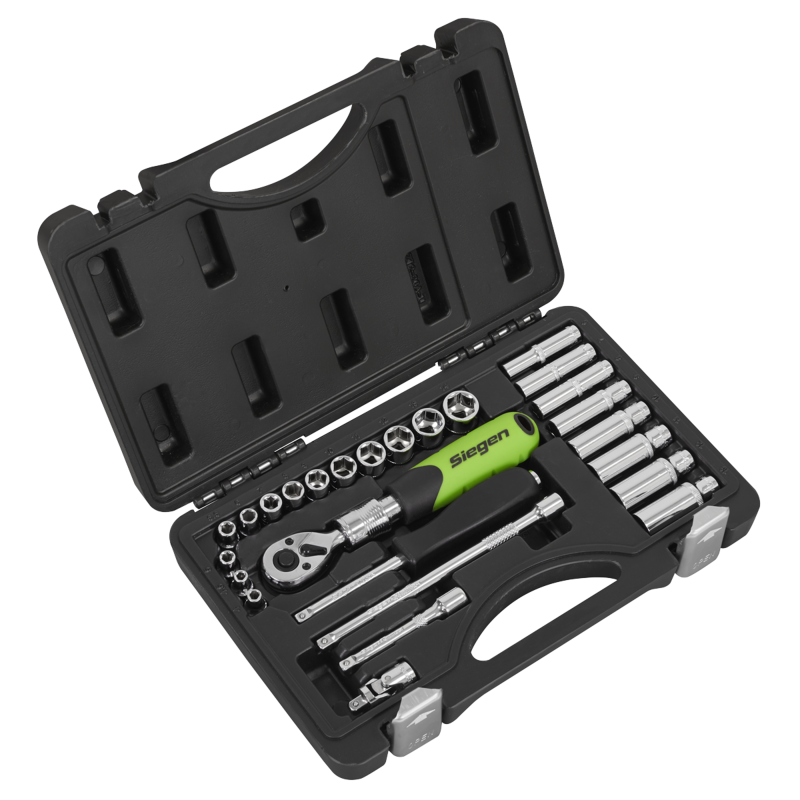 Sealey S01286 Socket Set Extending Ratchet 1/4Sq Drive 26pc