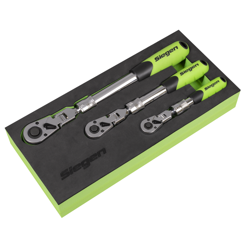 Sealey S01297 Siegen Extendable Flexi-Head Ratchet Wrench Set 3pc