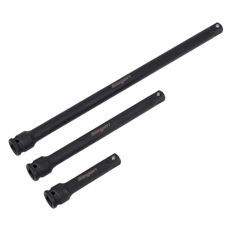Sealey S01321 Siegen Impact Extension Bar Set 3/8Sq Drive 3pc