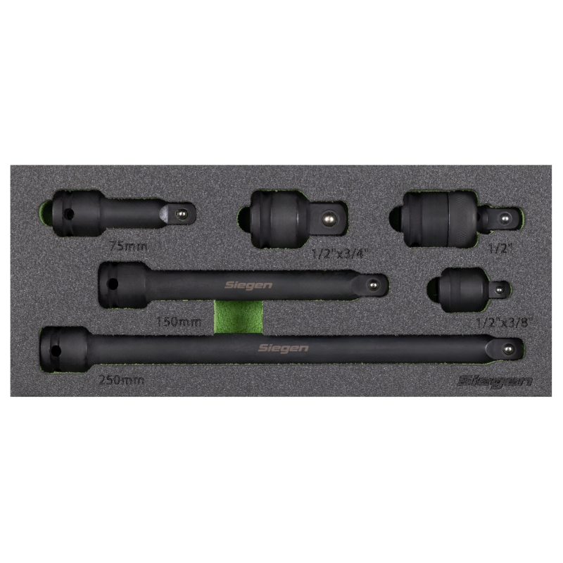 Sealey S01323 Siegen Impact Adaptor  Extension Bar Set 1/2Sq Drive 6pc