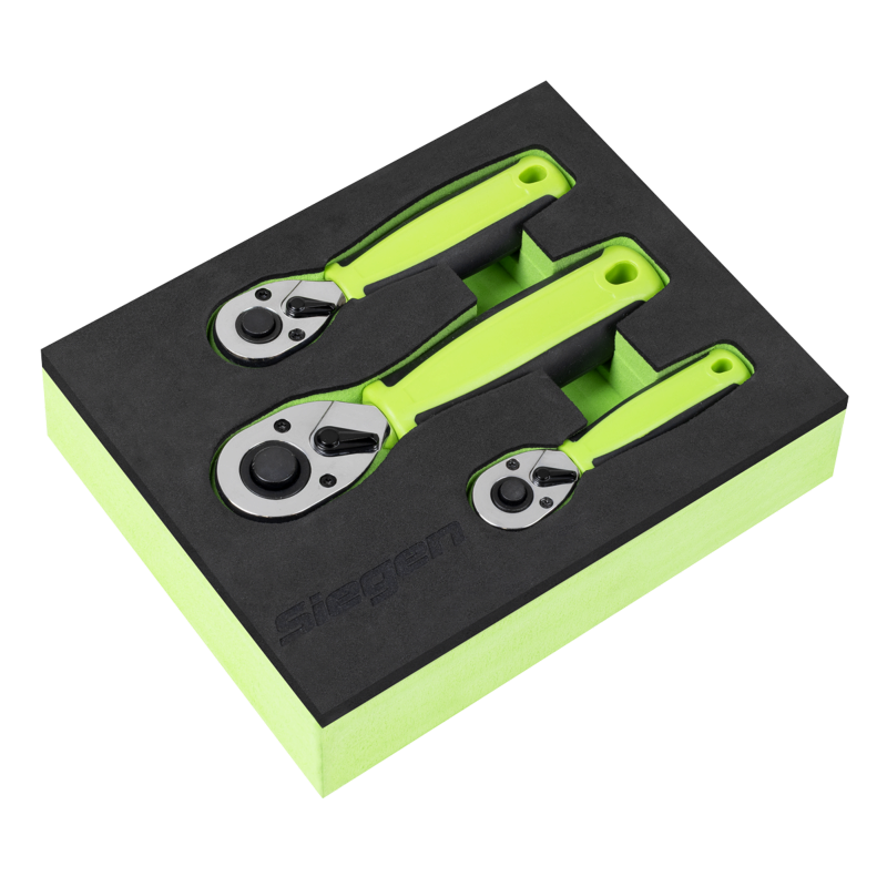 Sealey S01330 Stubby Ratchet Wrench Set 3pc