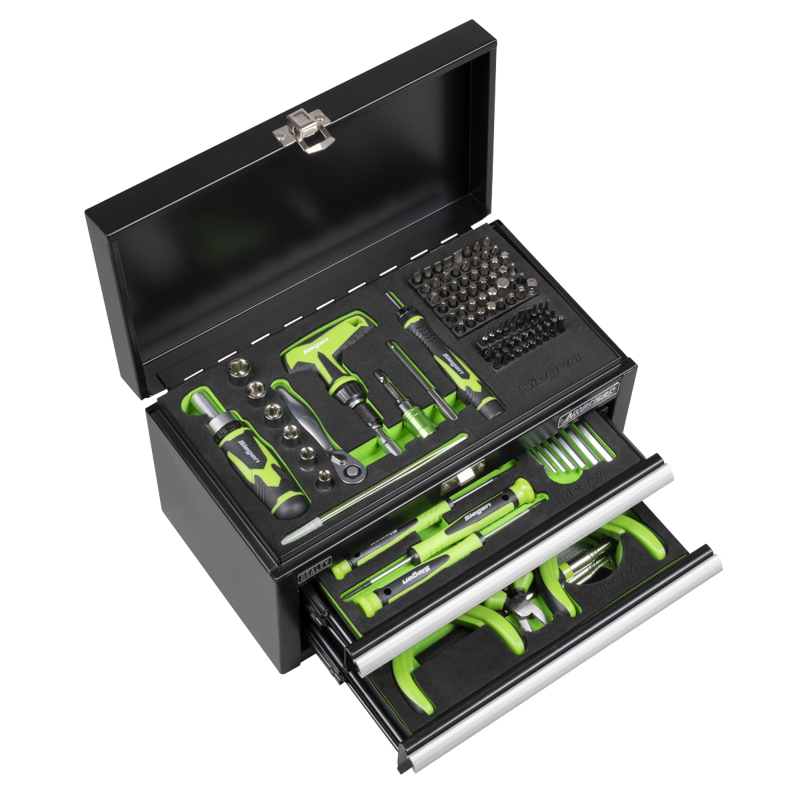 Sealey S01335 Siegen Mini Toolbox 2 Drawer with Tool Kit 111pc