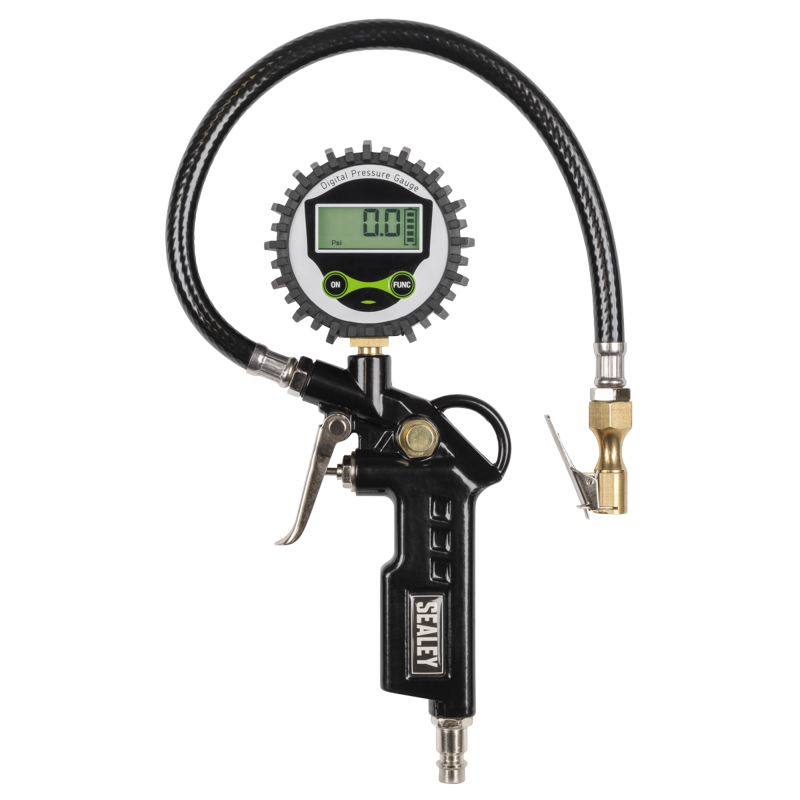 Sealey SA332D Digital Pistol Grip Tyre Inflator with Clip-On Connector