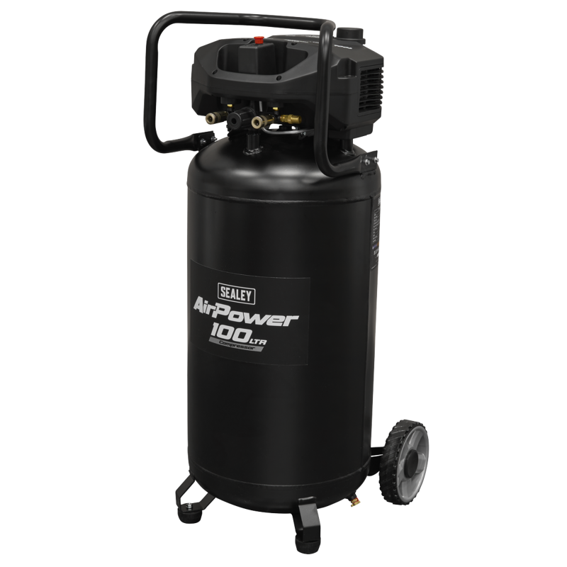 Sealey SAC100V 100L Oil Free Belt Drive Vertical Compressor 2.5hp
