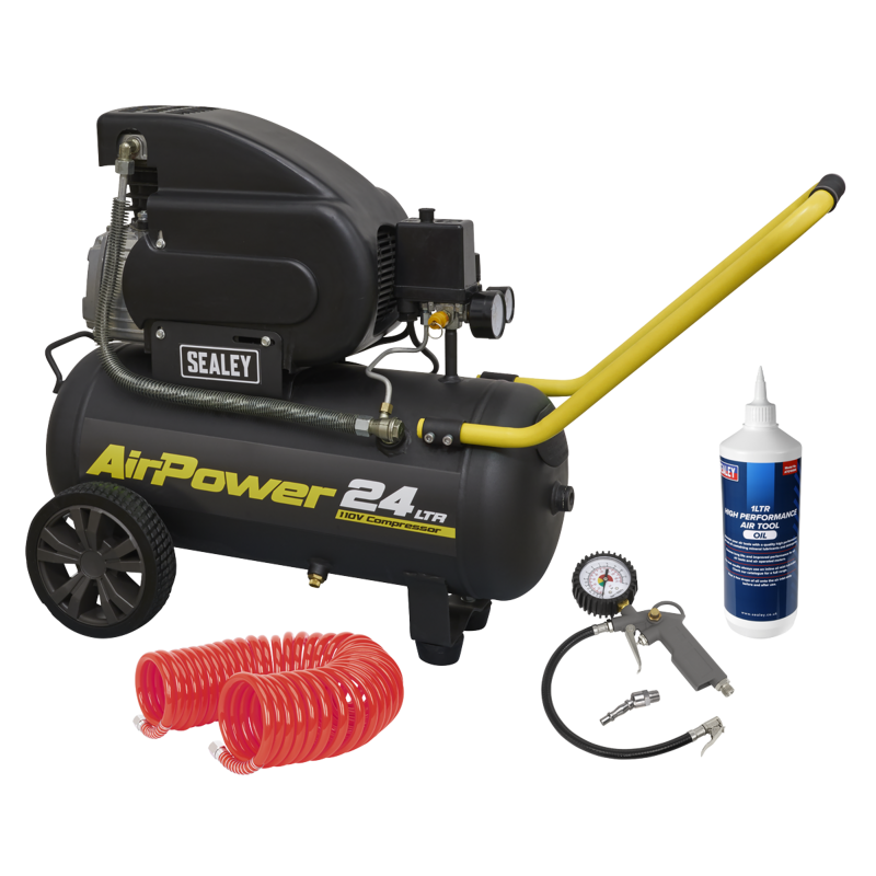 Sealey SAC2420E110VSC Air Compressor 24L Direct Drive 2hp 110V Site Combo