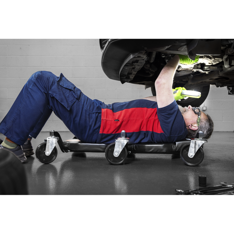 Sealey SCR101P Steel Creeper with 6 Rough Ground 5 Wheels  Headrest