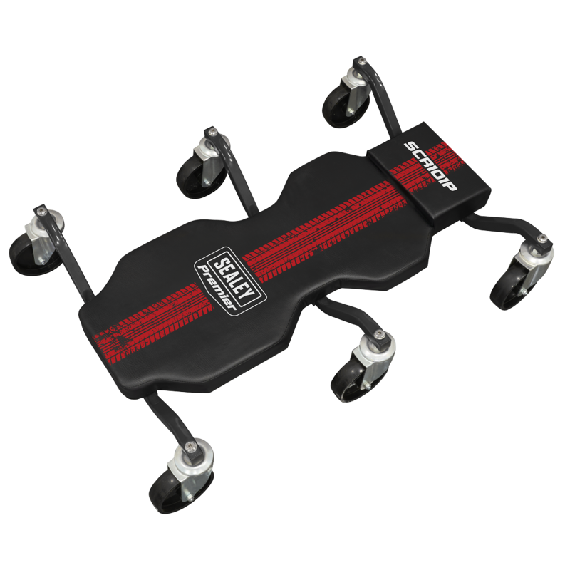 Sealey SCR101P Steel Creeper with 6 Rough Ground 5 Wheels  Headrest
