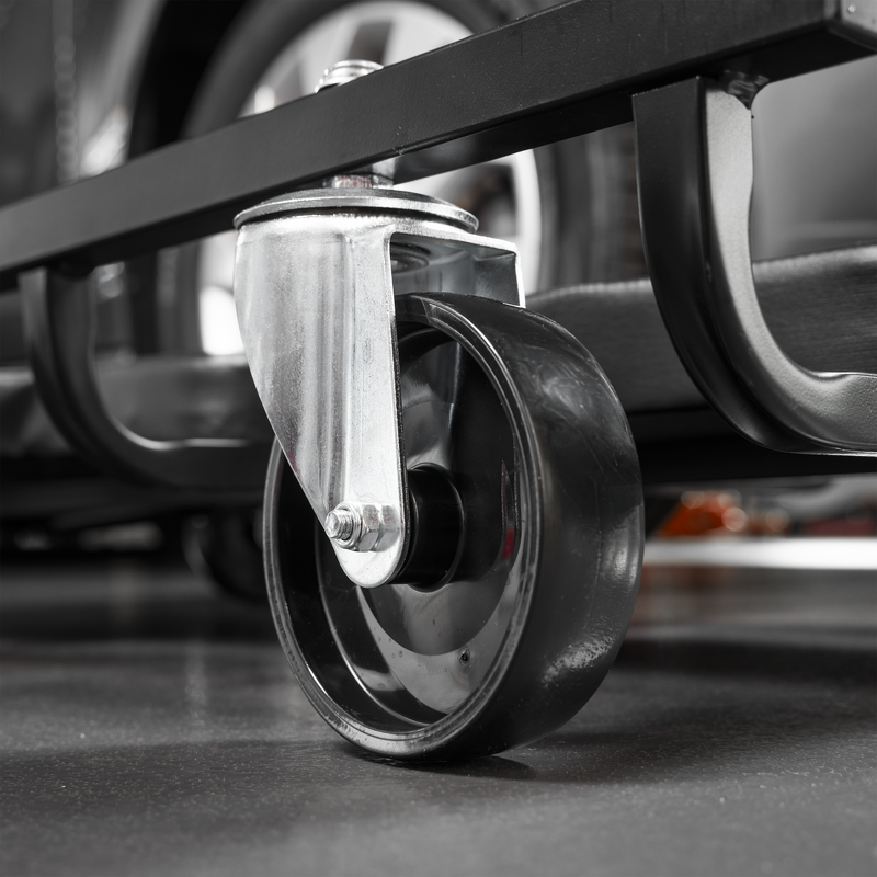 Sealey SCR101S Steel Creeper with 4 Rough Ground 5 Wheels  Adjustable Back/Headrest